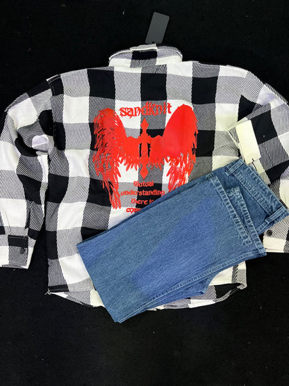 baggy shirt and plain baggy jeans combo